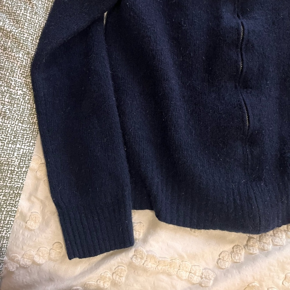 J. Crew Vintage 100% lambs wool cowl neck zip up - Picture 8 of 9